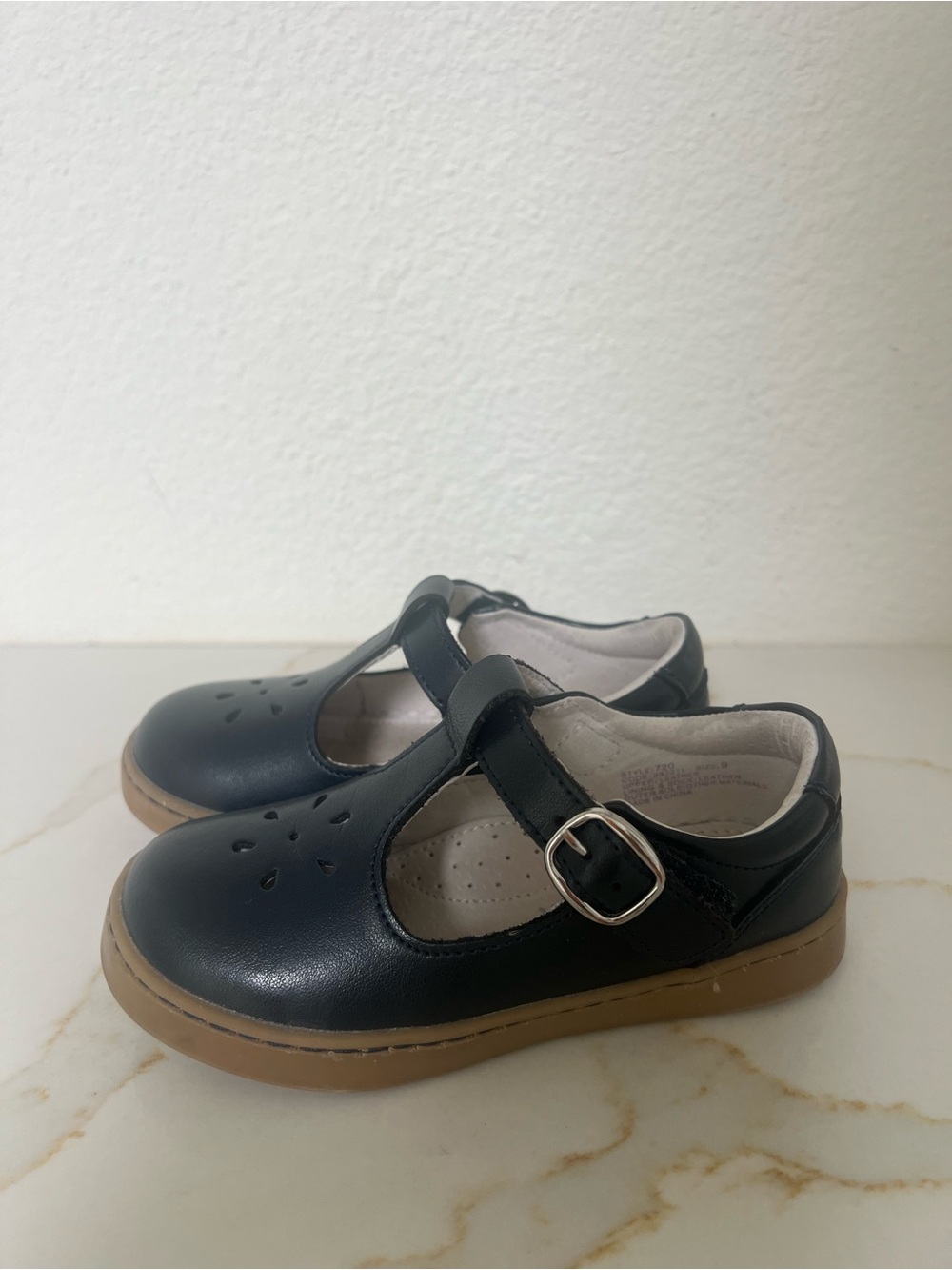 L'Amour Black Mary Jane Shoes with Tan Sole